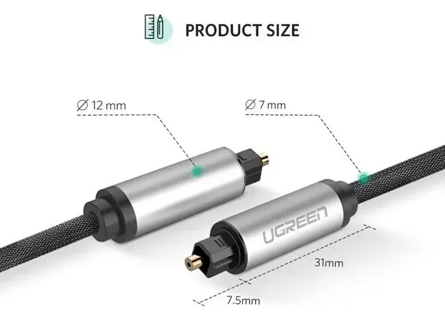 Cable Audio Optico Digital Toslink 3m Nylon Ugreen Universal