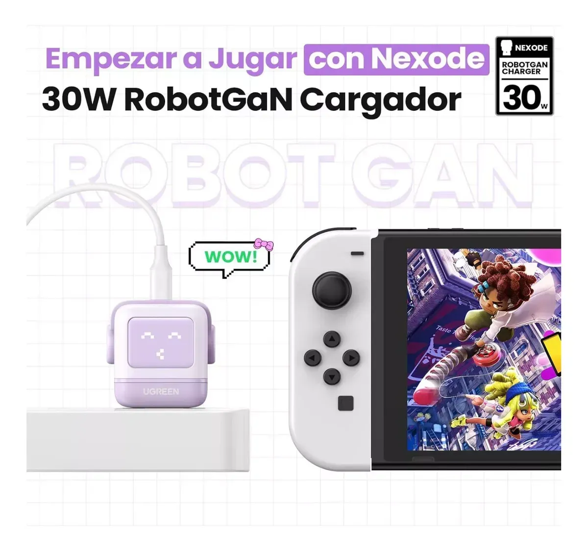 Cargador Tipo C 30w Carga Rápida Ugreen Robot Pantalla