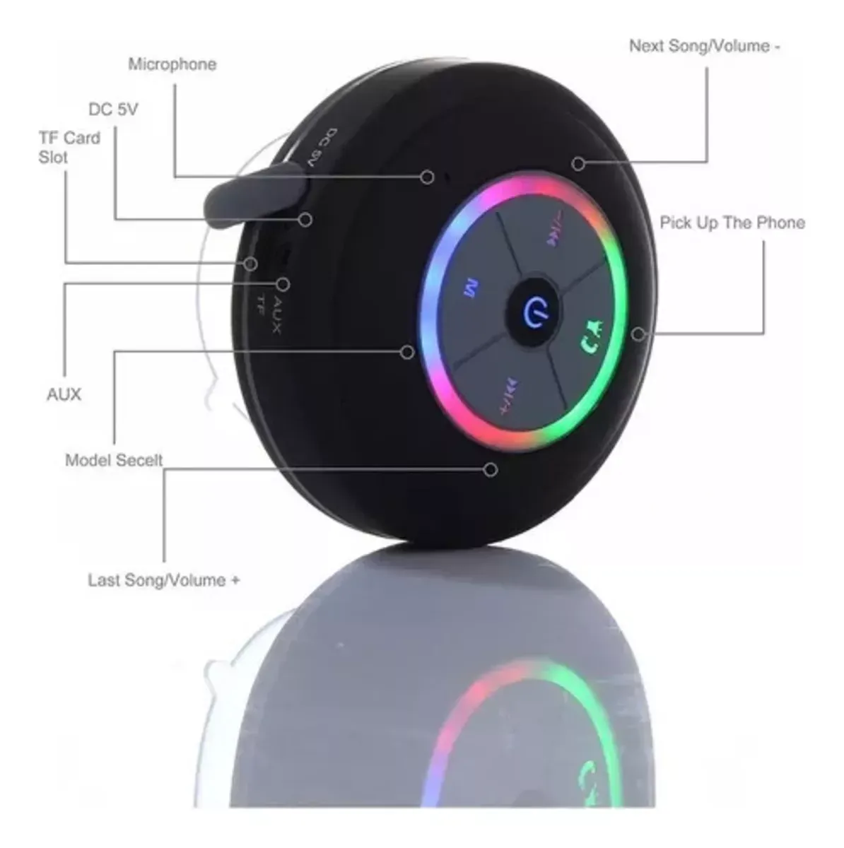 Parlante Inalámbrico Bluetooth Luces Led Rgb Resistente Agua