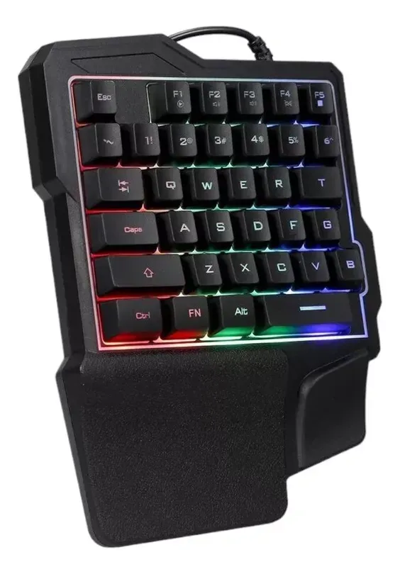 Teclado Gamer Retroiluminado Conexión A Una Mano Usb