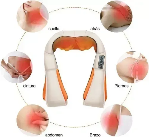 Masajeador Eléctrico Cuello Espalda Hombro Cintura Portatil Con Calor Led