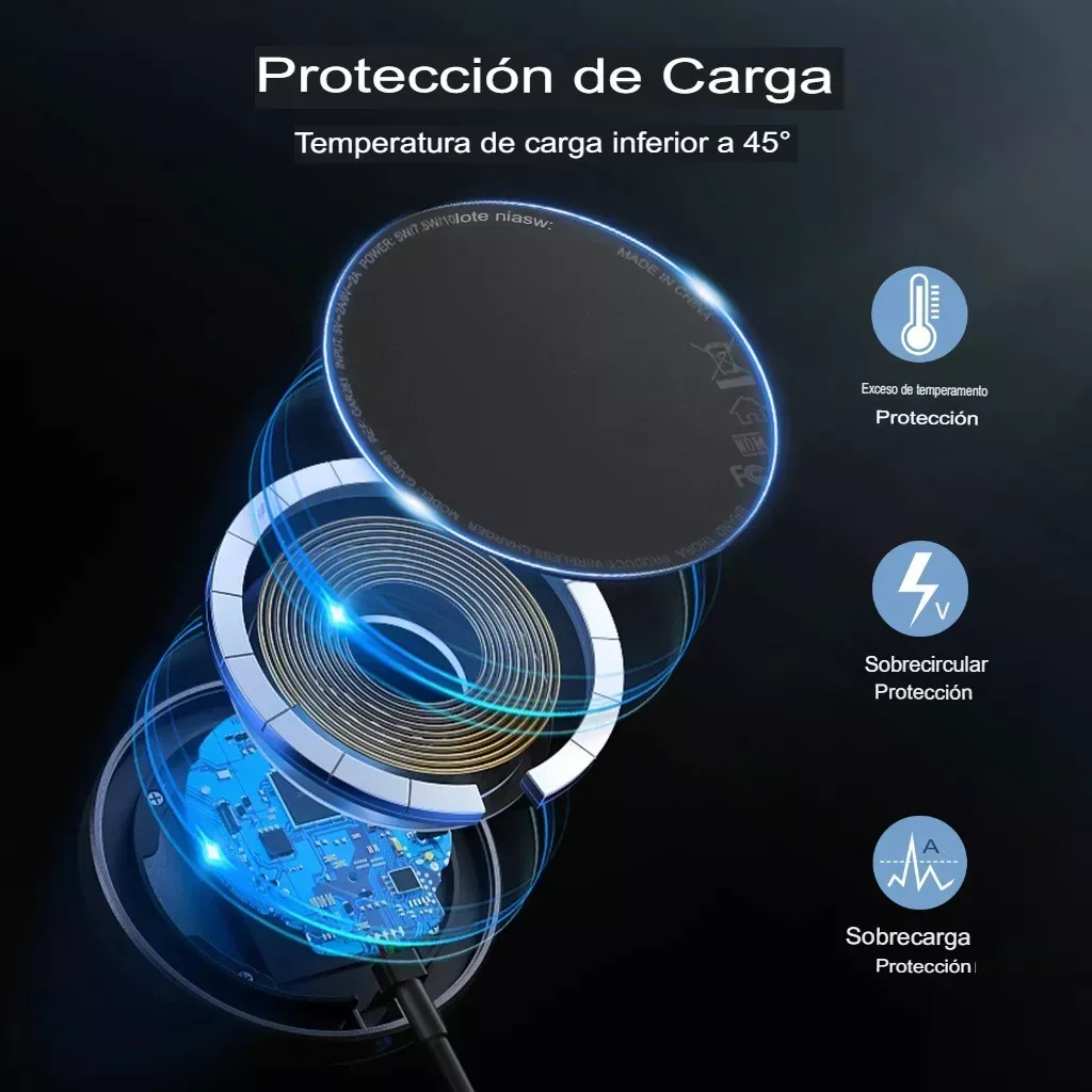 Cargador Inalámbrico 15w Magsafe Led Carga Rápida Universal