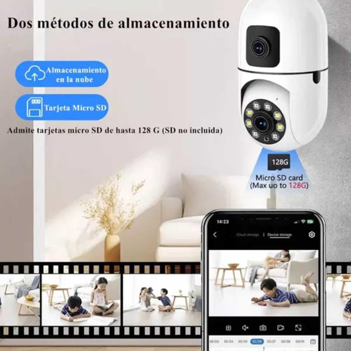 Kit X2 Cámaras De Seguridad E27 Wifi Ip Doble Lente Alarma