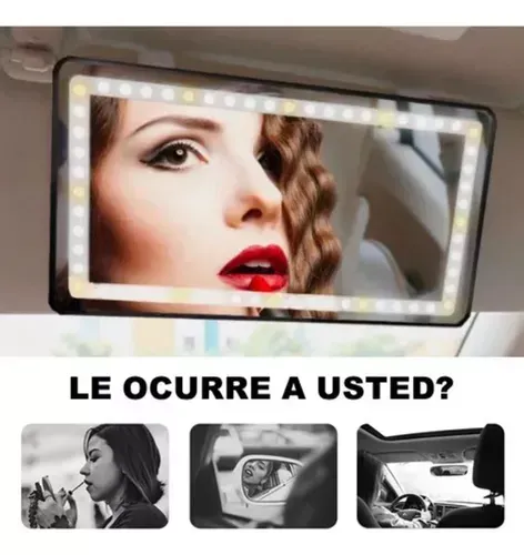 Espejo Visera Maquillaje Para Carro Universal 3 Modos Luces Led Usb