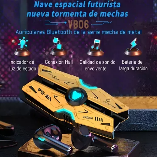 Audífonos Bluetooth Gamer Inalámbricos Earbuds Con Luz Led