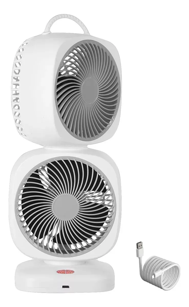 Ventilador Doble De Escritorio 5 Velocidades 360° Recargable