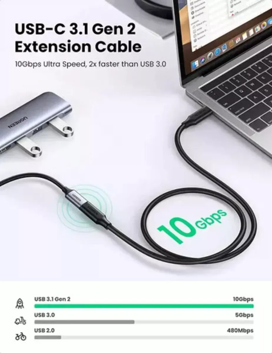 Ugreen Cable Extensor 5 Gbps Usb C 3.1 Macho A Usb C Hembra