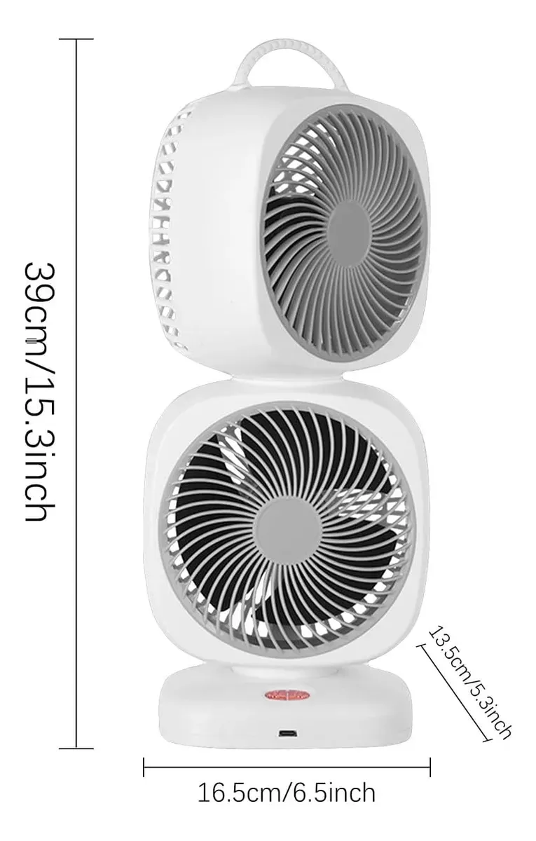 Ventilador Doble De Escritorio 5 Velocidades 360° Recargable