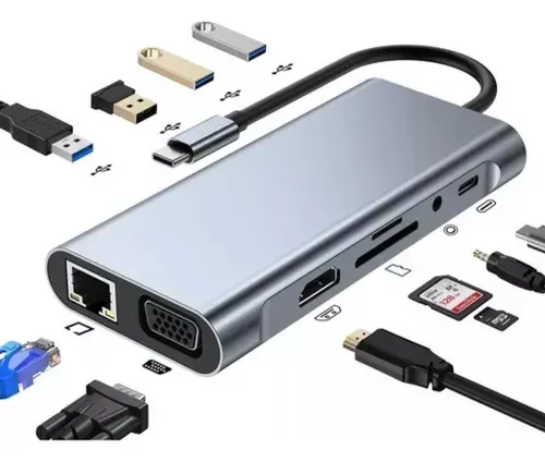 Adaptador Usb C Hub 11 En 1 Ethernet Para Macbook Pro/iPad