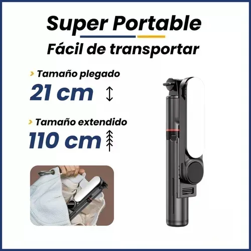 Palo Selfie Trípode Bluetooth Monopod Luz Led Celular Cámara + Control