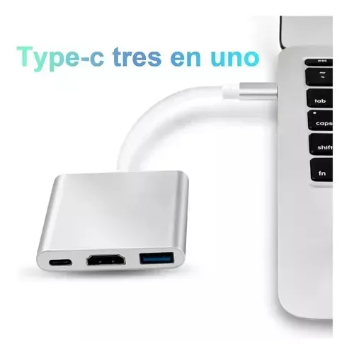 Convertidor Adaptador Hub Usb C A Hdmi 4k Usb 3.0 Y Tipo C