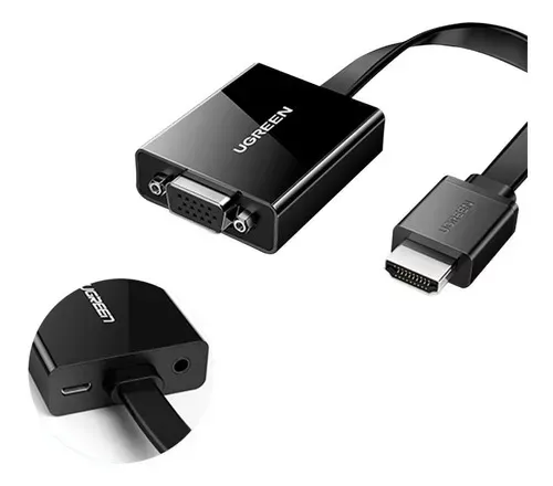 Adaptador Video Hdmi A Vga 60hz 1080p Audio 3.5mm Aux Ugreen