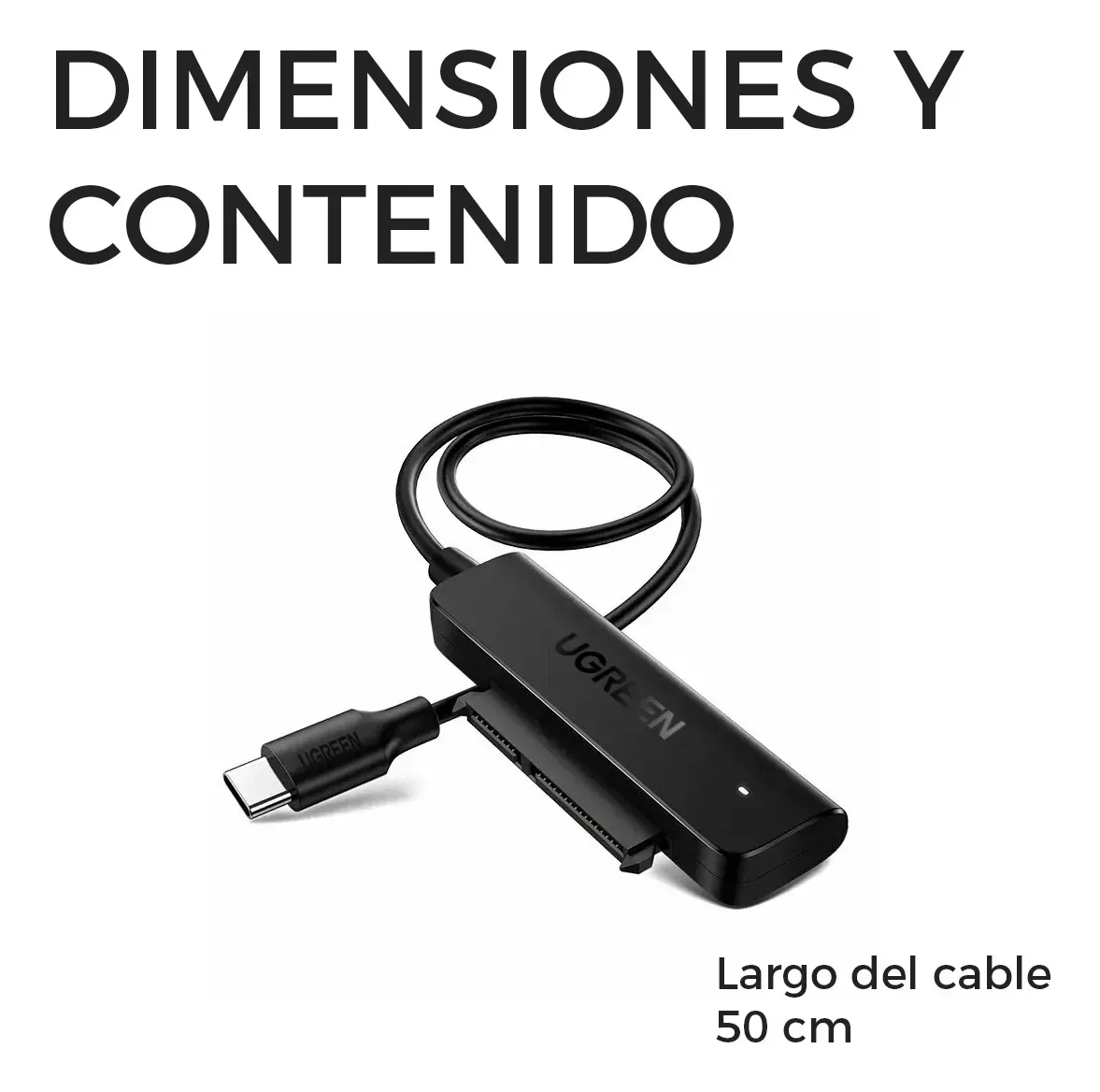 Cable Adaptador Sata A Usb C 3.0 Disco Duro 2.5 Ssd Ugreen