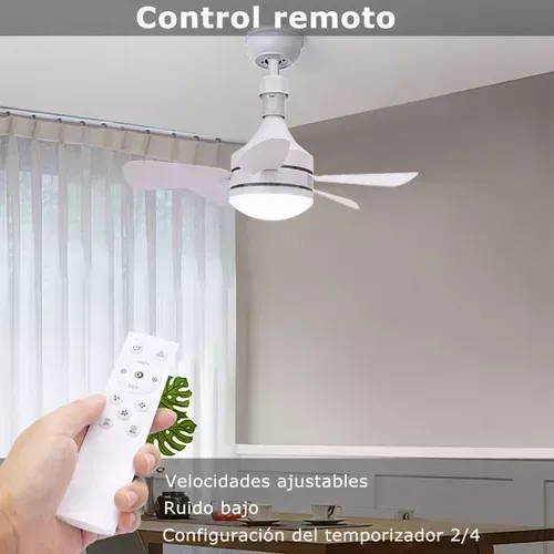 Ventilador Lámpara E27 Led 5 Aspas 3 Velocidades Con Control