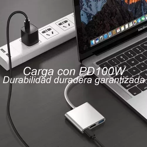 Convertidor Adaptador Hub Usb C A Hdmi 4k Usb 3.0 Y Tipo C