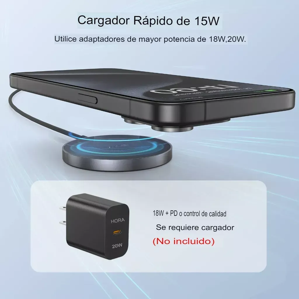 Cargador Inalámbrico 15w Magsafe Led Carga Rápida Universal