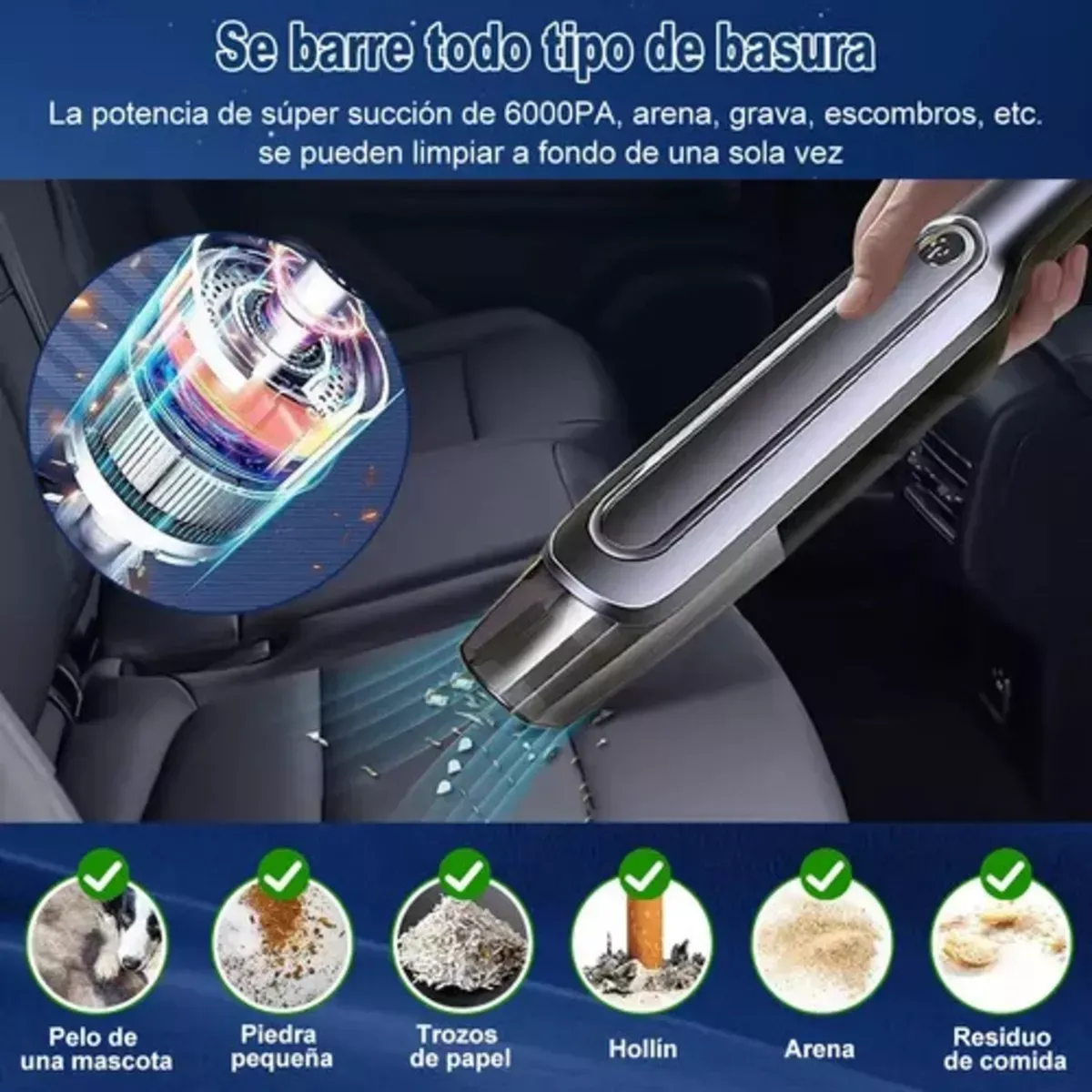 Aspiradora De Mano Portátil Inalámbrica Para Auto Y Hogar