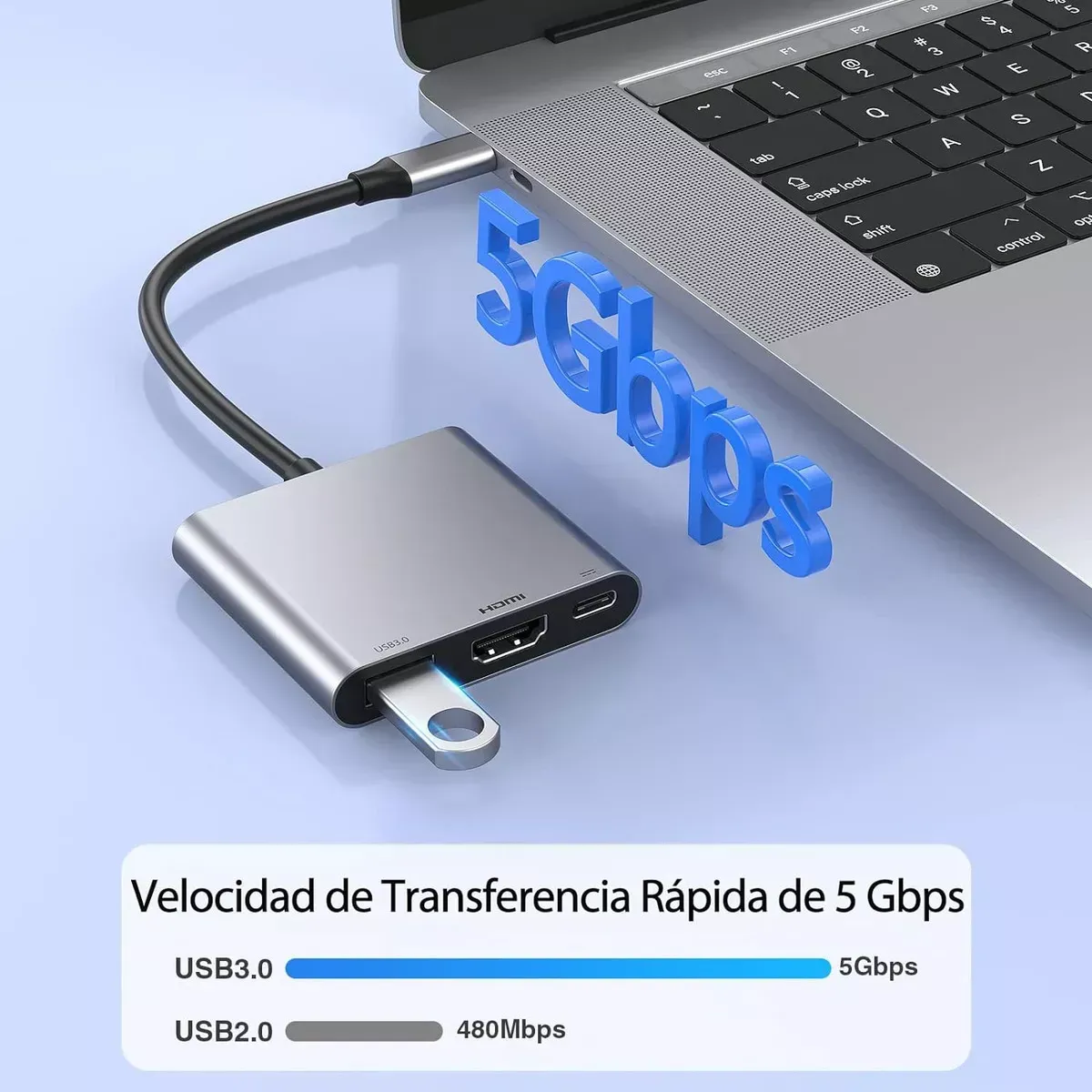 Adaptador Convertidor Usb 3.0 Tipo C A Hdmi 4k 3 En 1