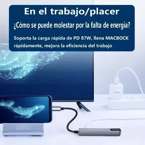 Adaptador Hub 5 En 1 Usb C A Usb 3.0 4k Hdmi Rj45 Tipo C