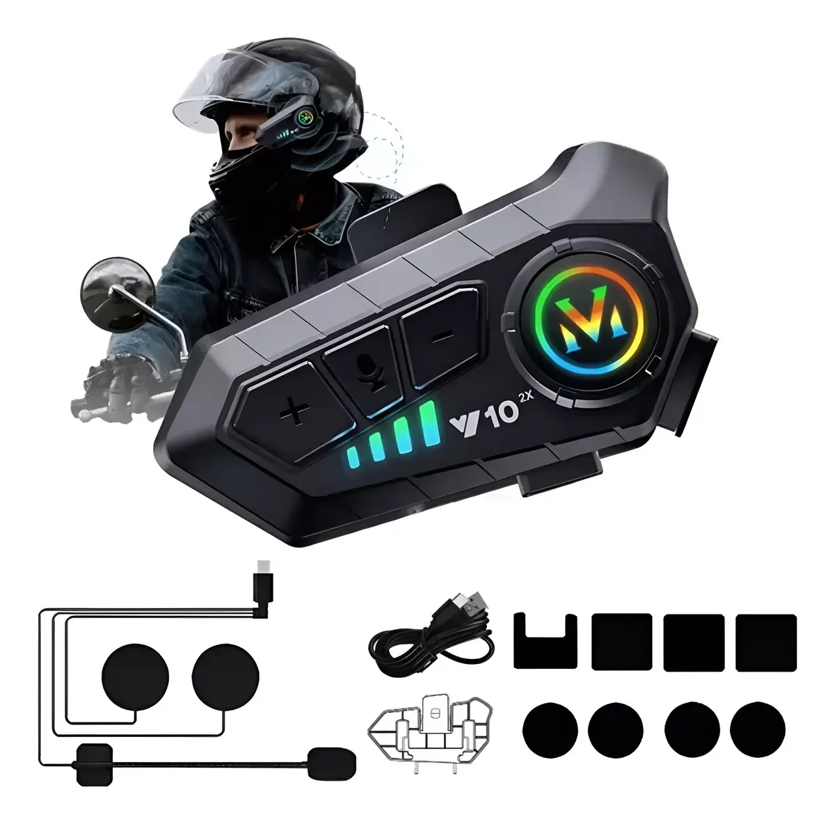 Intercomunicador Real Audífonos Bluetooh Para Casco Moto