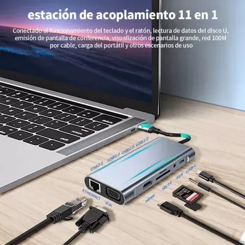 Adaptador Usb C Hub 11 En 1 Ethernet Para Macbook Pro/iPad