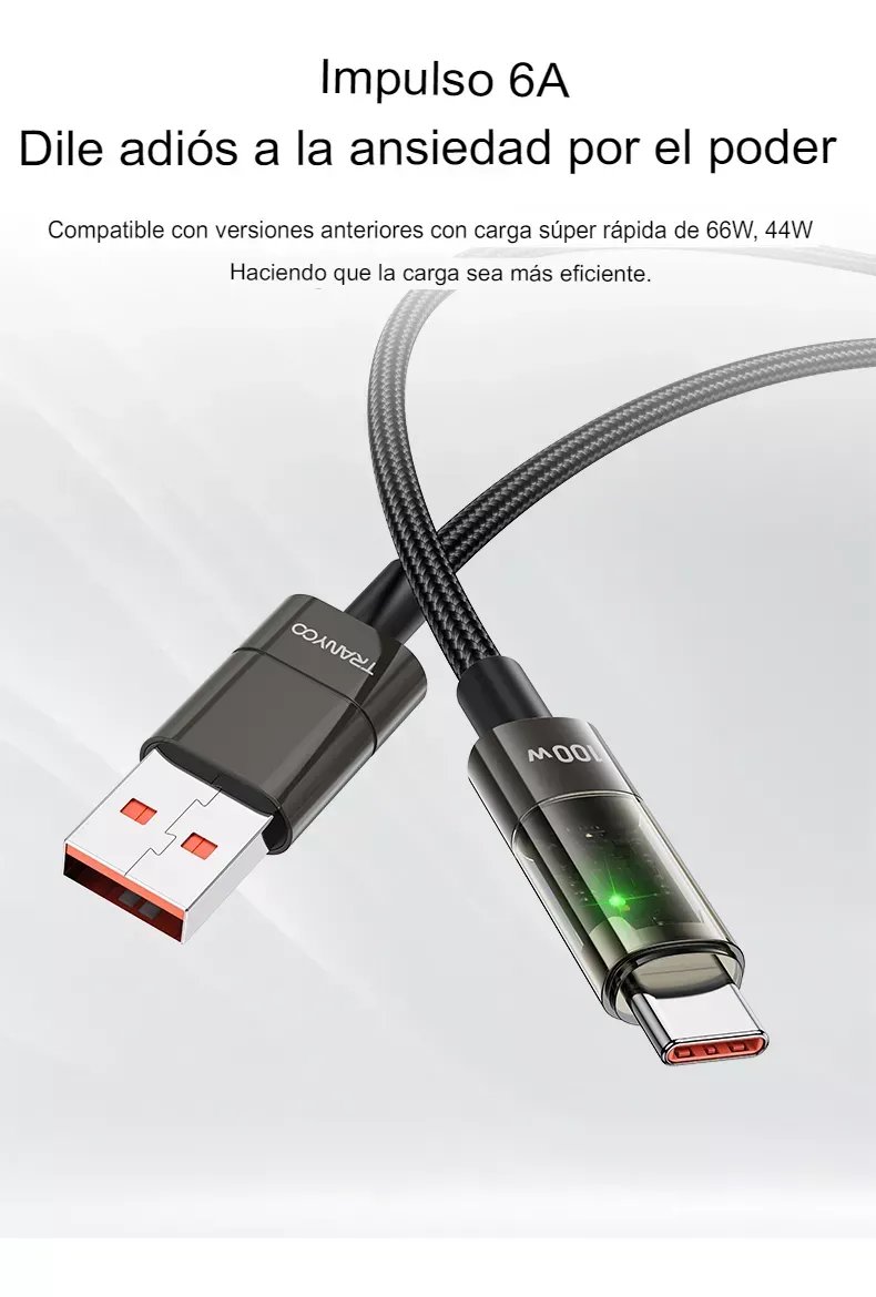 Cable Cargador Usb Tipo C 100w Carga Rápida Metal Universal