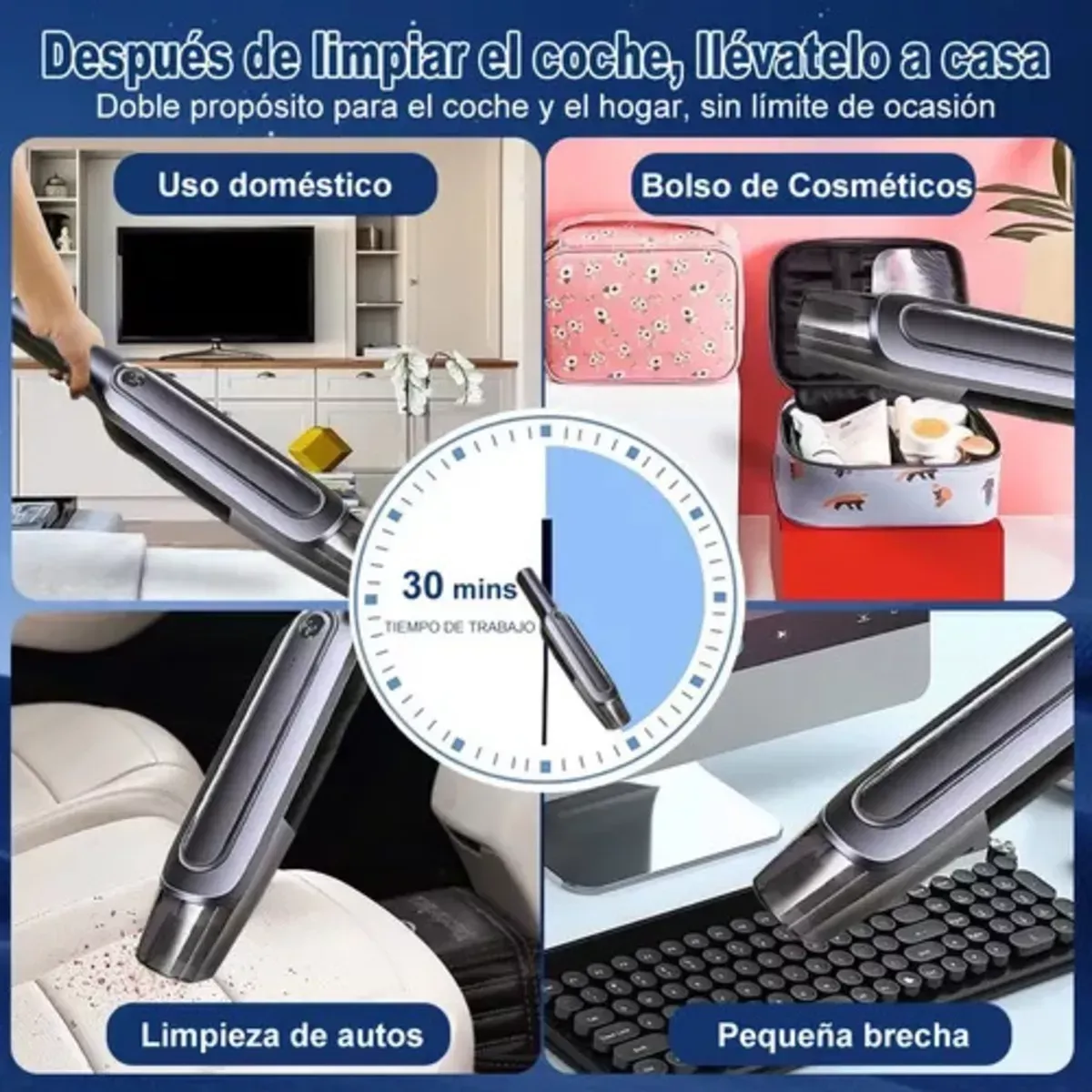 Aspiradora De Mano Portátil Inalámbrica Para Auto Y Hogar