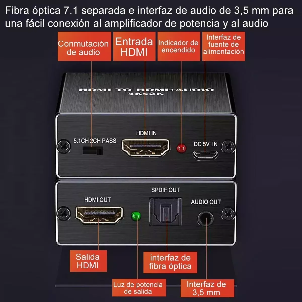 Extractor Audio Hdmi Convertidor Hdmi A Hdmi 2k 4k + Audio