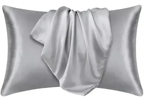 Funda De Almohada En Satín Gris