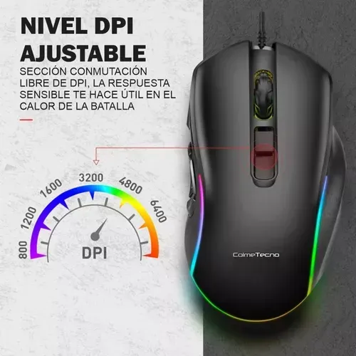 Mouse Gamer Periférico 7200dpi 10 Botones Cable Rgb Weibo X9