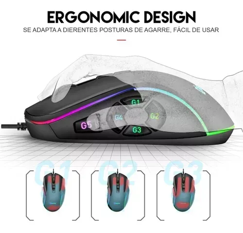 Mouse Gamer Periférico 7200dpi 10 Botones Cable Rgb Weibo X9