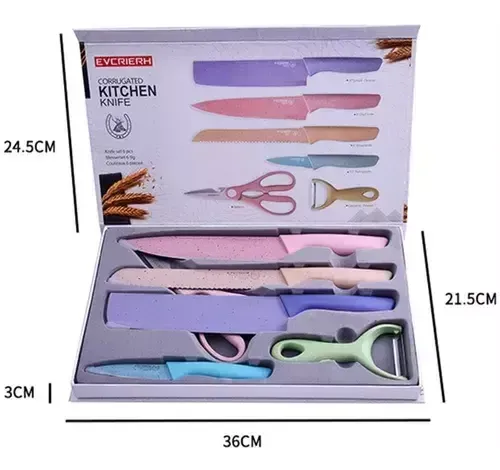 Juego Set Cuchillos Cocina X 6 Piezas Colores