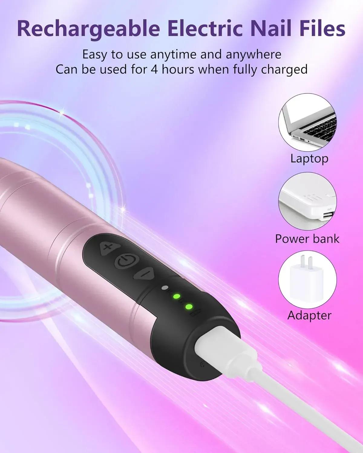  Pulidor De Uñas Electrico Profesional Inalambrico Portatil Manicure Nail Drill 