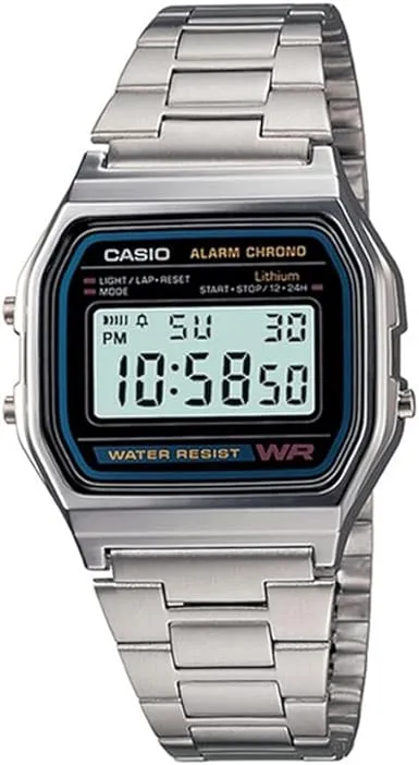 Casio A158wa-1df Reloj Digital De Acero Inoxidable Para Hombre