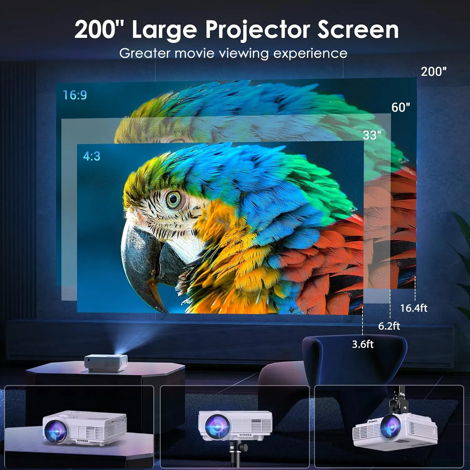 Proyector Con WiFi 5g, Bluetooth, Proyector De Películas Para Exteriores Nativo 1080p Soporte 4k, Para HDMI, Vga, Usb, Portátil, Ios Y Teléfono