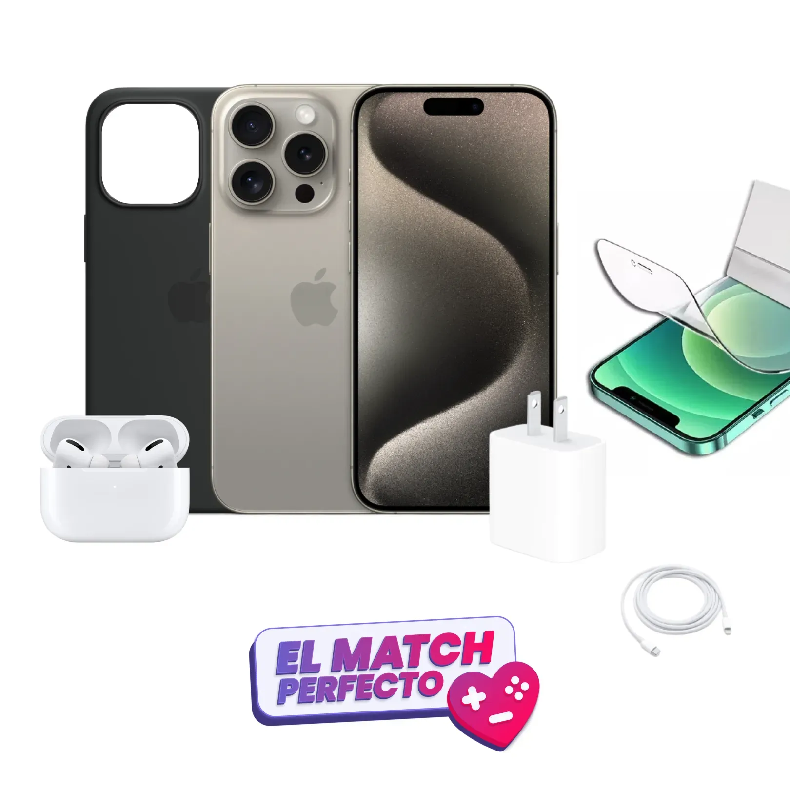 Combo iPhone 15 Pro Max 256GB Usado+ Cargador Completo Apple+ Hidrogel+ Case+ Airpods Pro 1 Usados SP