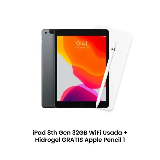 iPad 8th Gen 128GB WiFi Usada + Hidrogel + GRATIS Apple Pencil 1