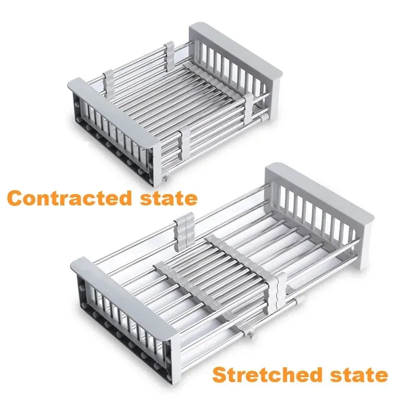 Escurridor De Cocina De acero inoxidable, Estante Retráctil