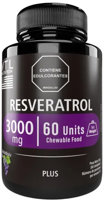 Resveratrol 3000mg Salud Antioxidante 60 Masticables