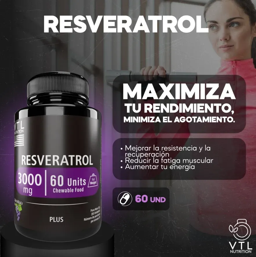 Resveratrol 3000mg Salud Antioxidante 60 Masticables