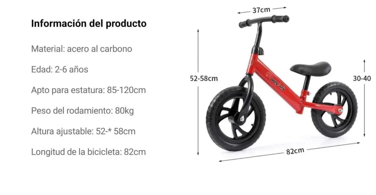 Bicicleta De Equilibrio Sin Pedal Bicicleta De Iniciación Niños De 2 - 6 Años