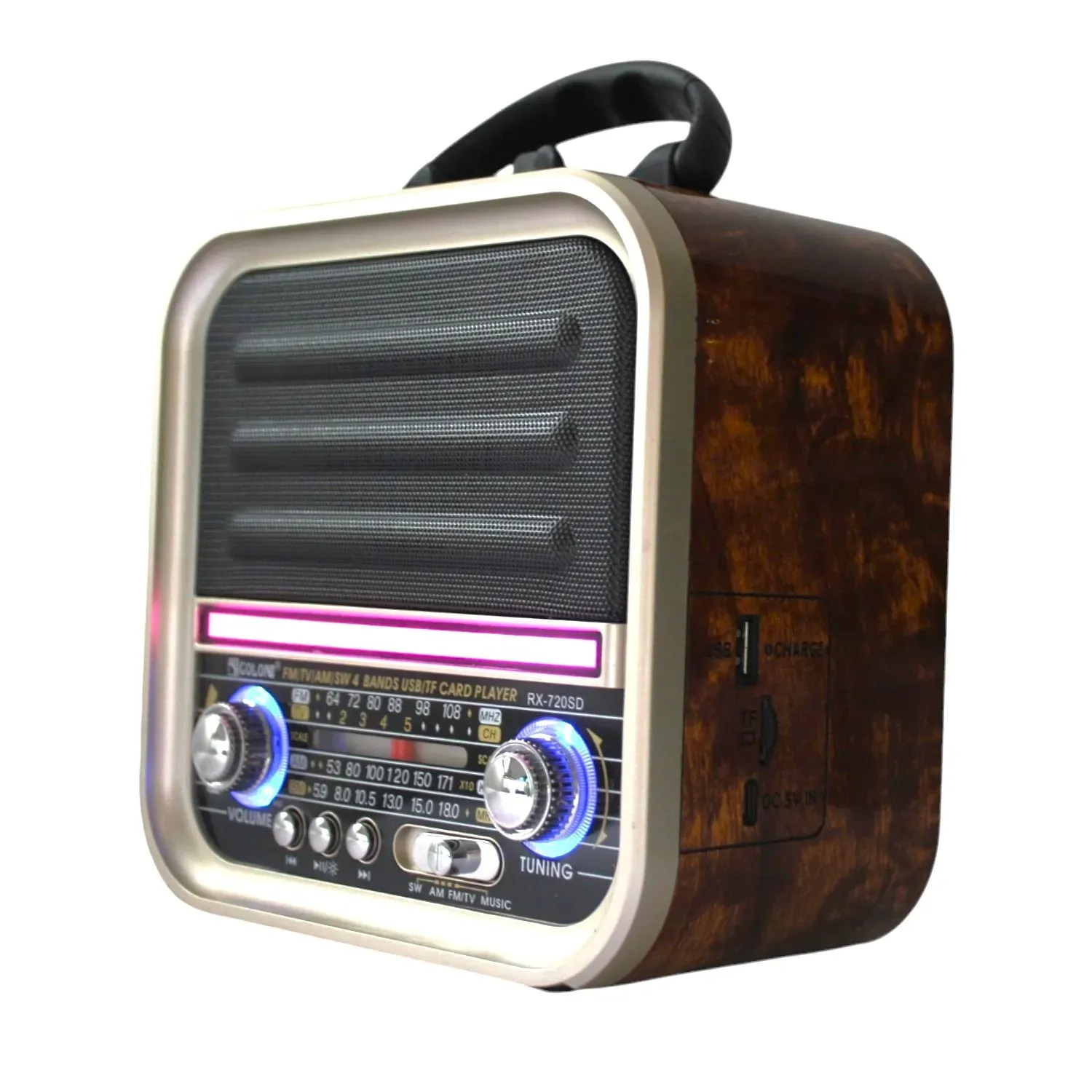 Radio Vintage Con Luz LED Entrada USB Y Sonido Potente