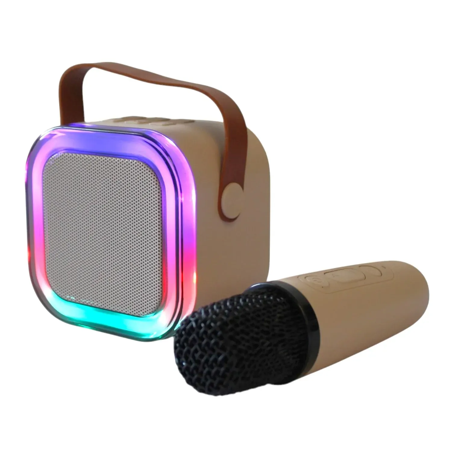 Parlante Karaoke Portatil Con Luces LED Y Microfono Inalambrico