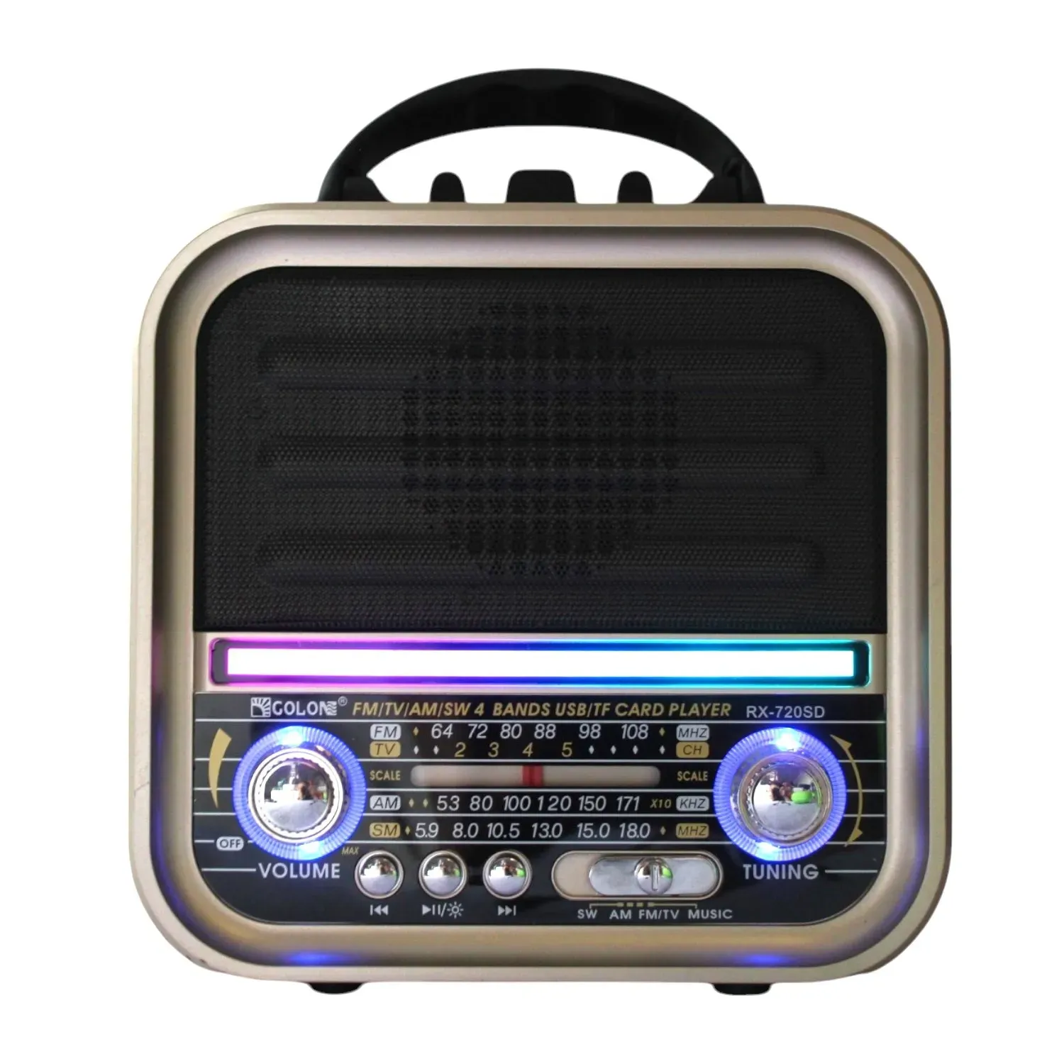 Radio Vintage Con Luz LED Entrada USB Y Sonido Potente