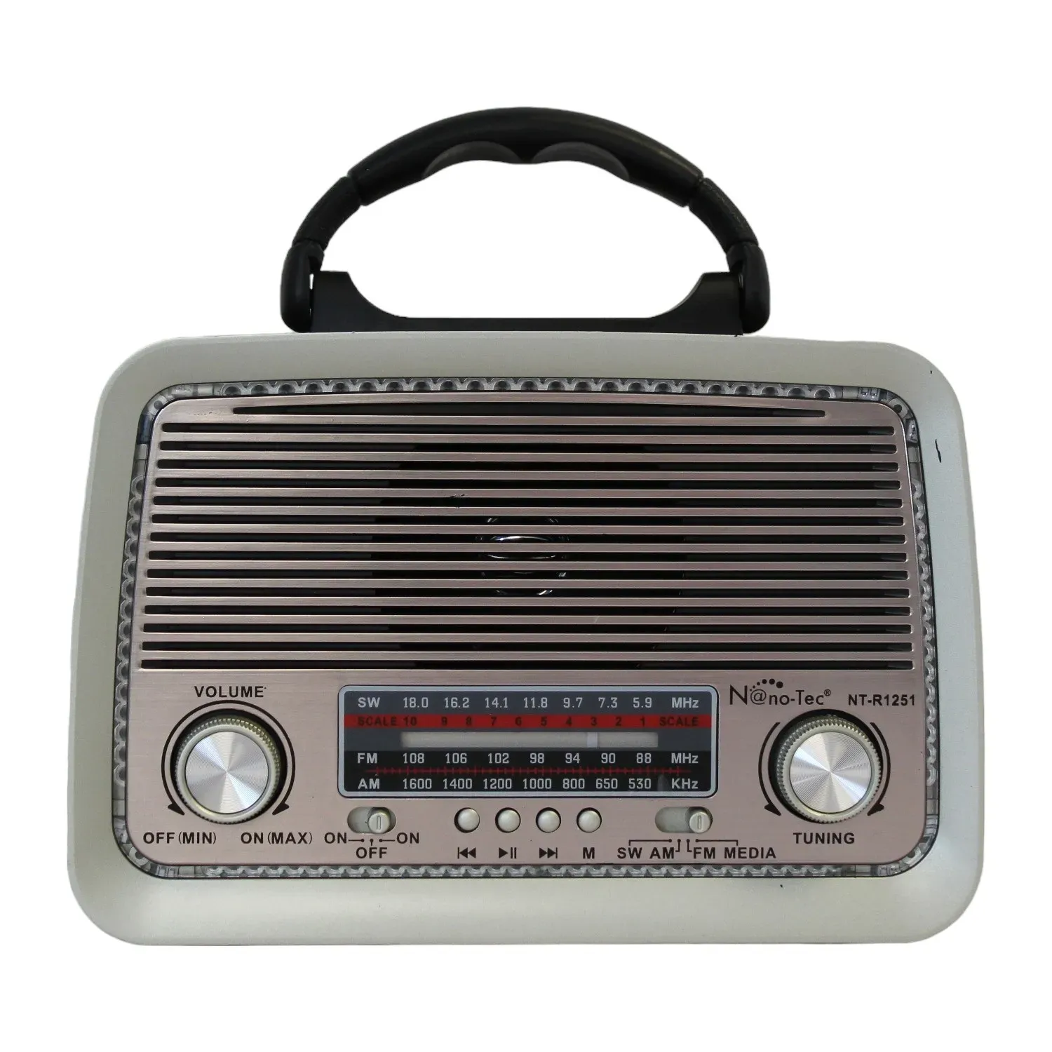 Radio Portatil Retro AM FM Con Entrada Auxiliar