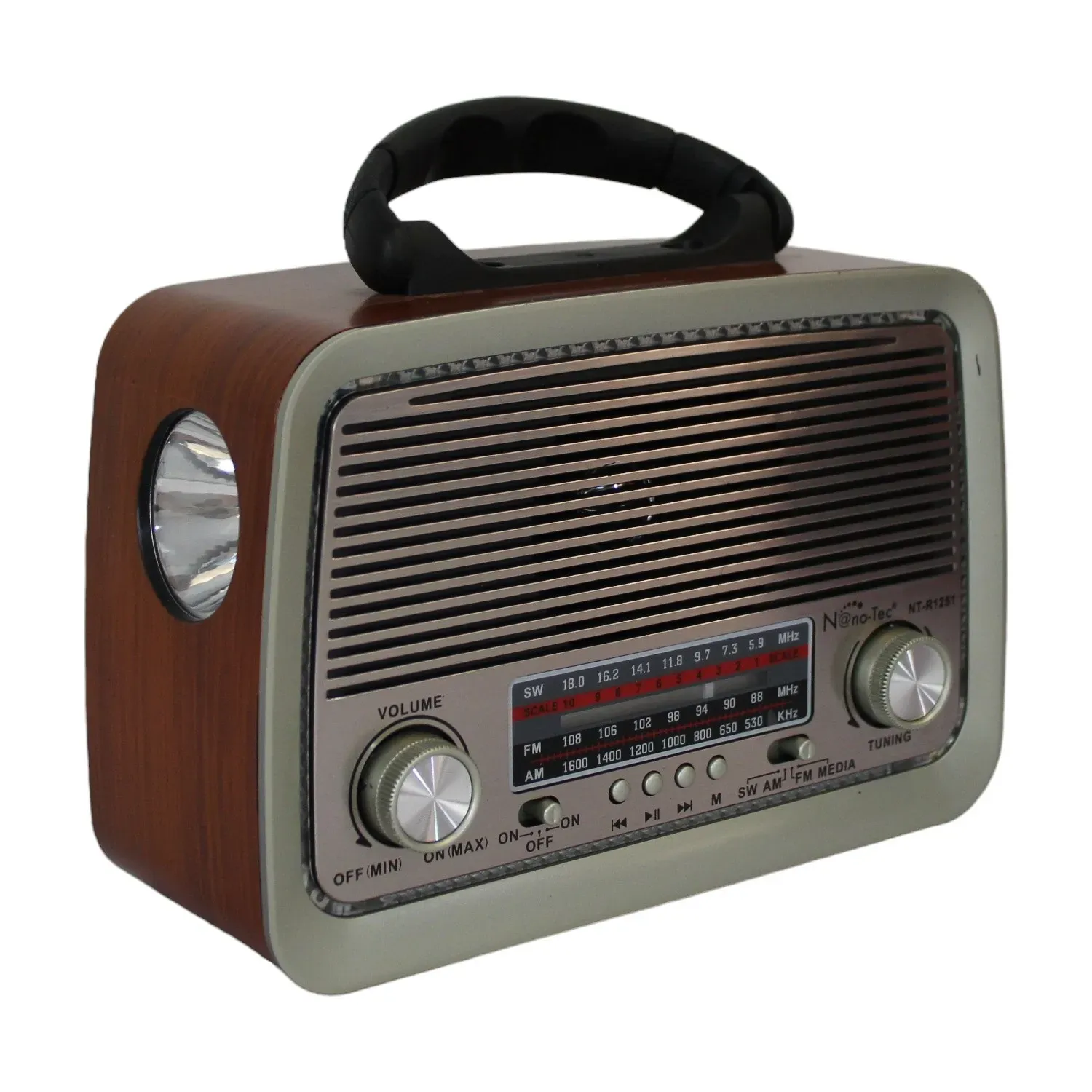 Radio Portatil Retro AM FM Con Entrada Auxiliar