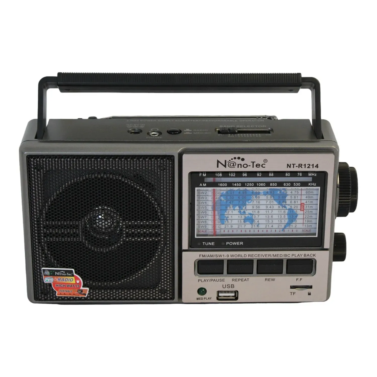 Radio Portatil Recargable Con Reproductor USB