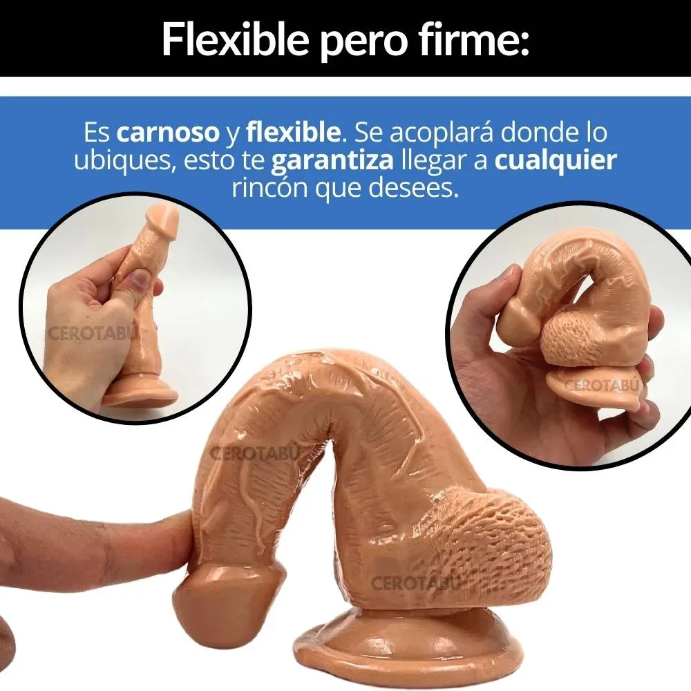 Dildo Realista Pene Consolador Con Chupa Silicona Biomédica 17 cm