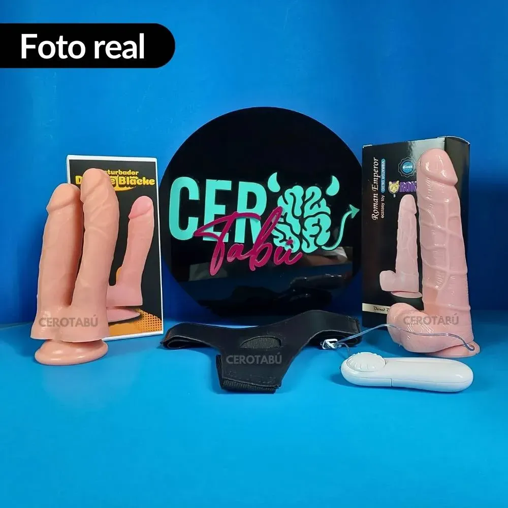 Kit Arnes Hueco + Dildo Vibrador Realista + Dildo Doble Penetracion 