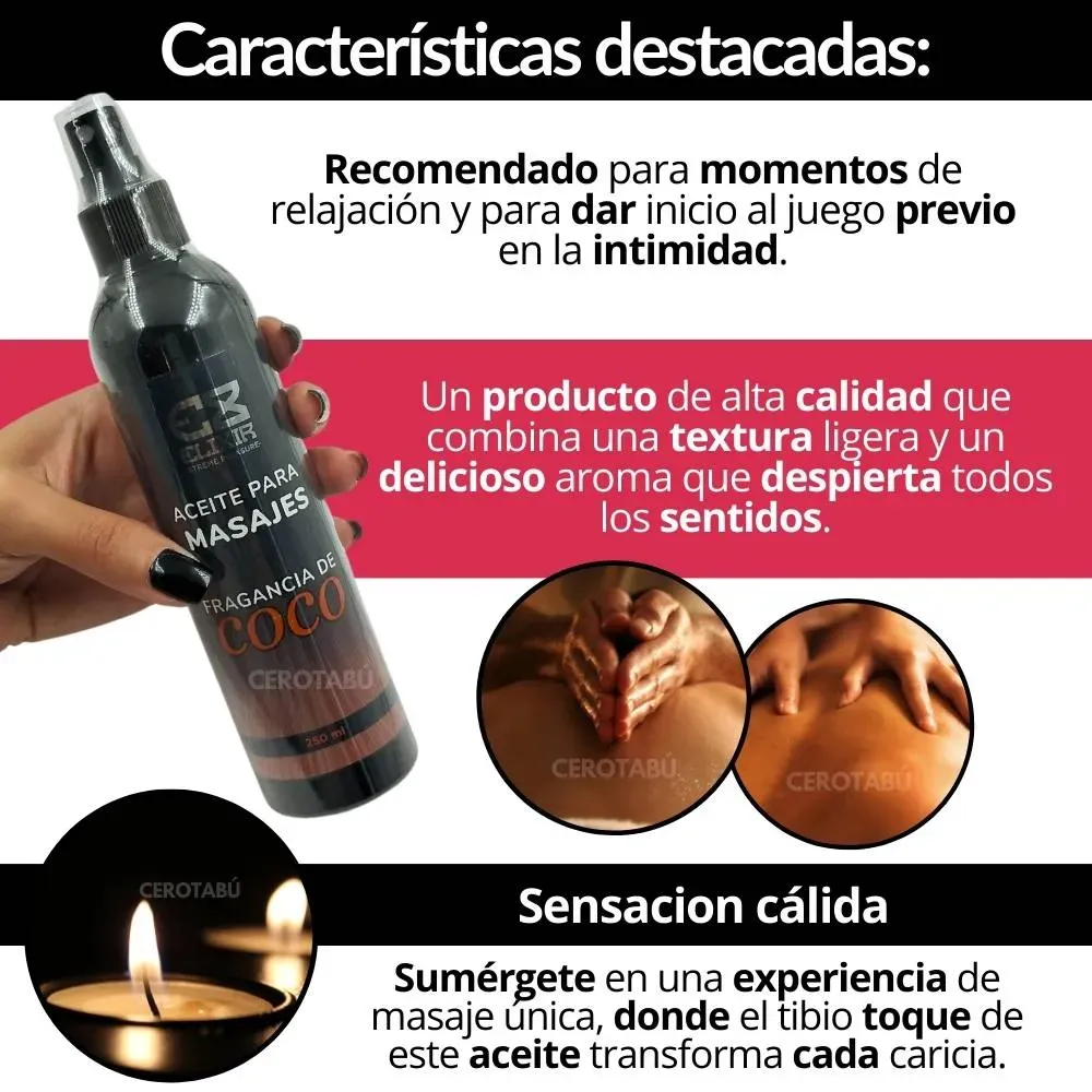 Aceite Caliente Para Masajes Corporal Aromaterapia Elixir 250ml 